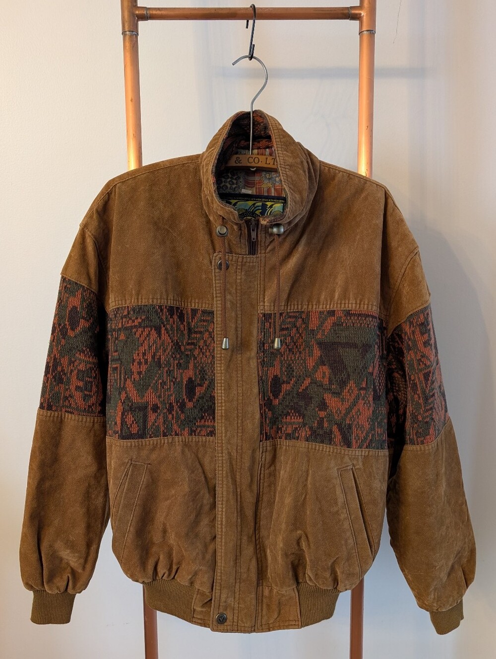 80s Vintage Brown Suede Bomber Jacket - Size XL - Made in Italy - Unworn